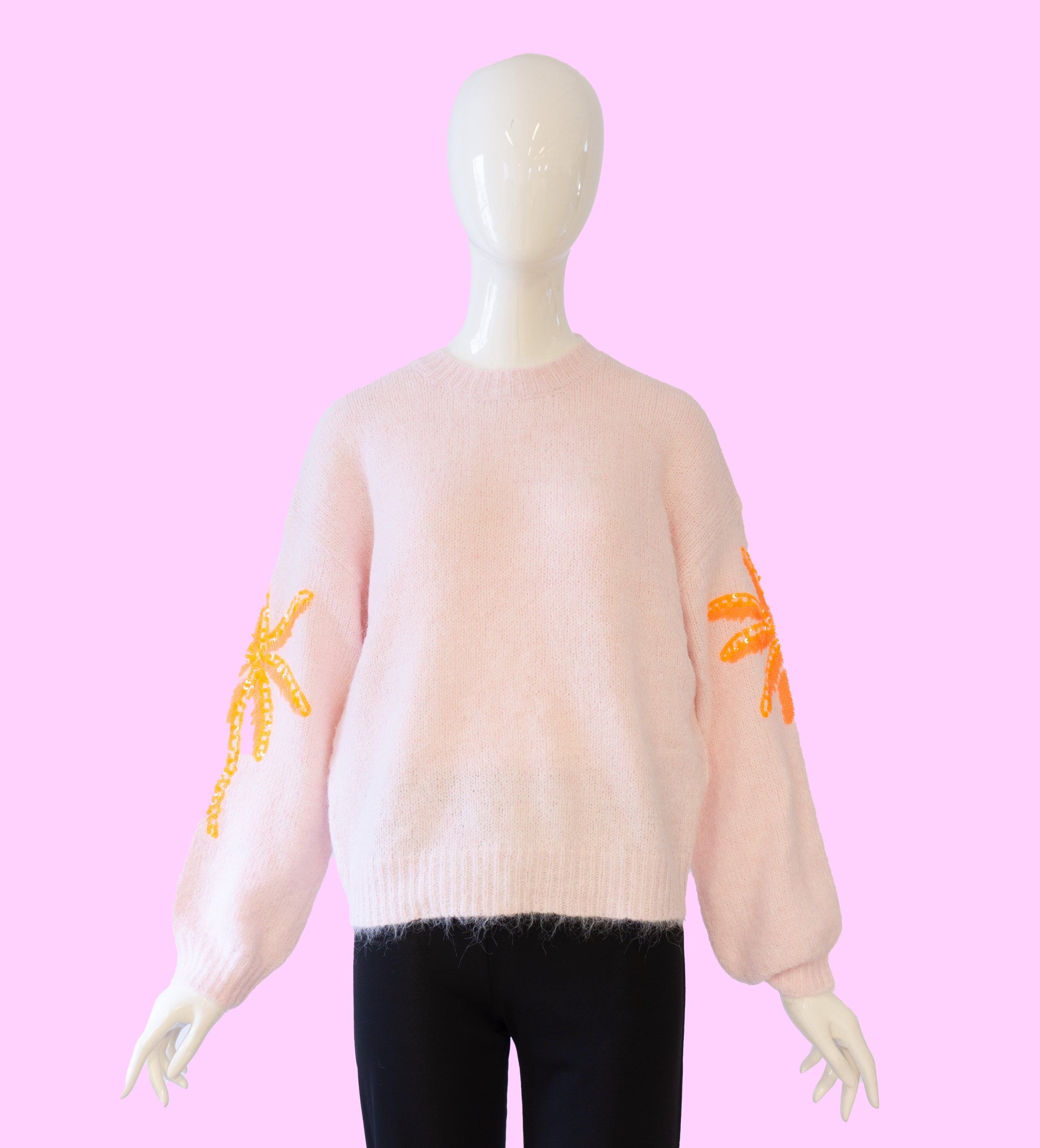 Strickpullover mit Palmen am Ärmel vom Hamburger Modelabel stegmann mode