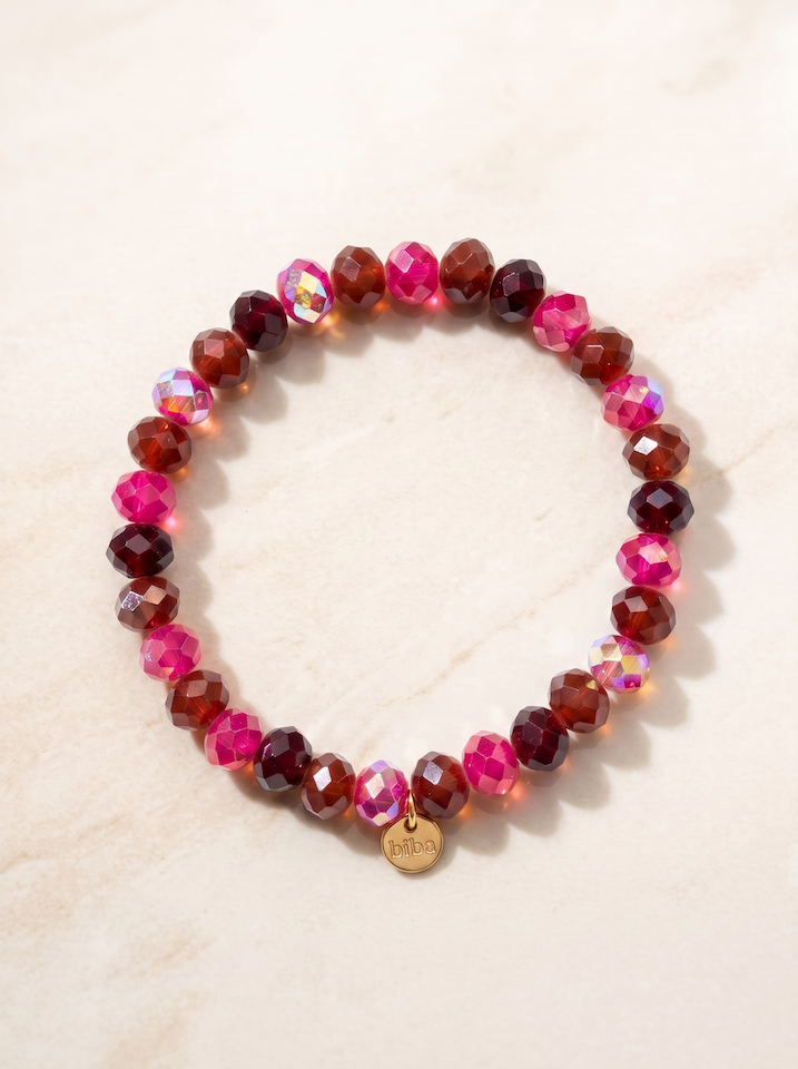 Produktfoto Armband Glitzerperle von biba in der Farbe rot vom Hamburger Modelabel Stegmann Mode
