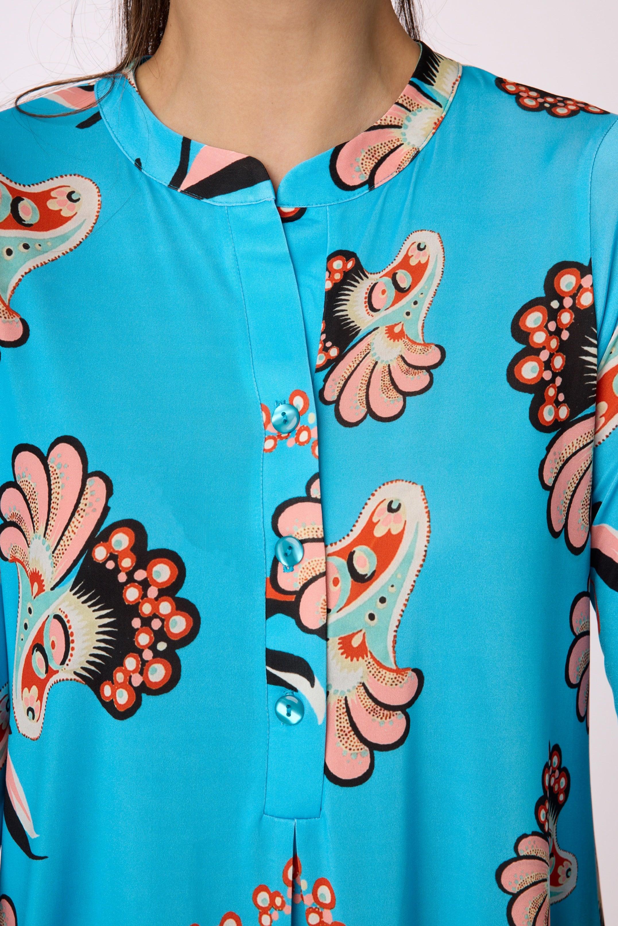 Kleid mit Knopfleiste und Muster von dem Hamburger Modelabel stegmann mode