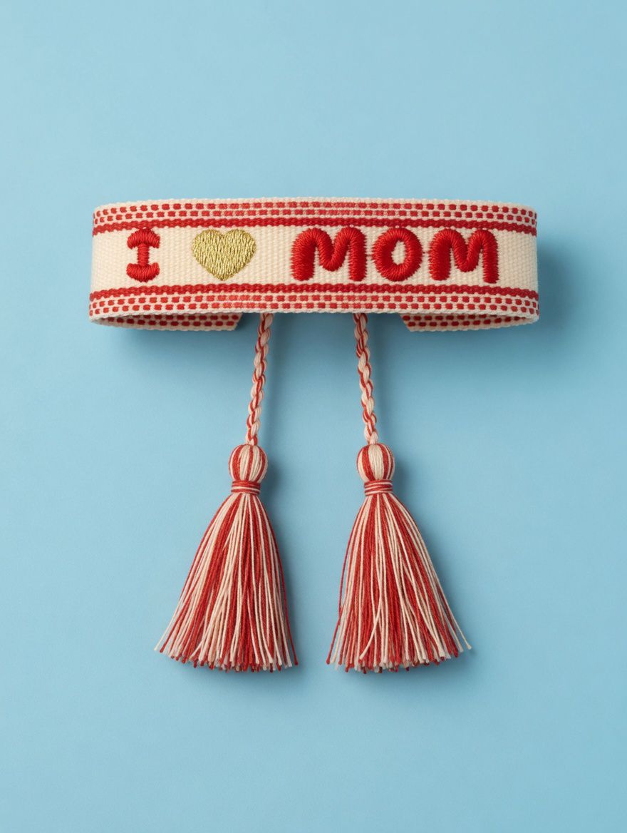 Gewebtes Armband mit Statement "I love Mum" vom Hamburger Modelabel stegmann mode
