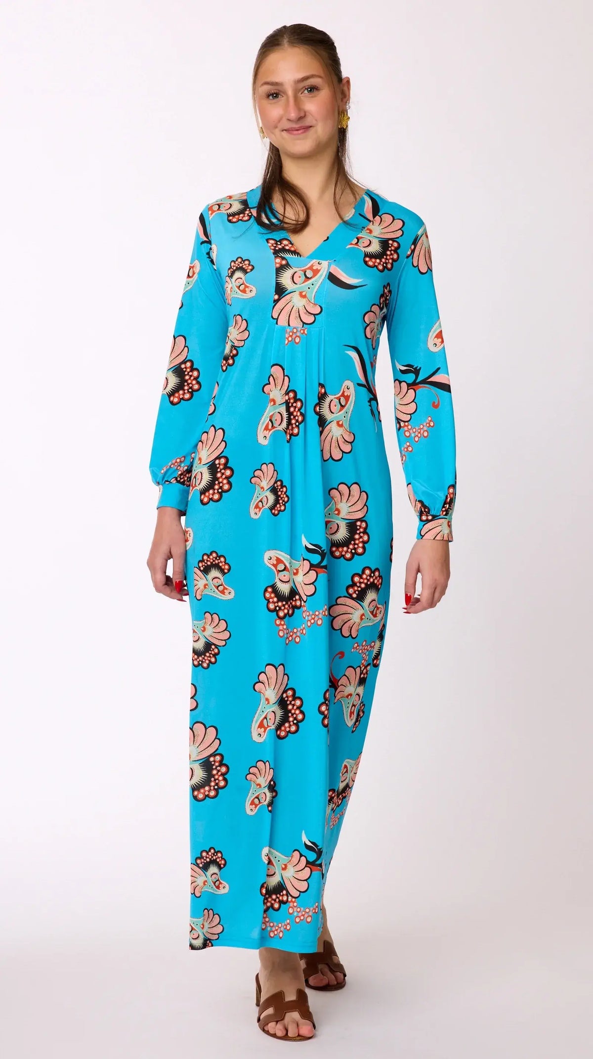 Langes Kleid mit Muster von dem Hamburger Modelabel stegmann mode