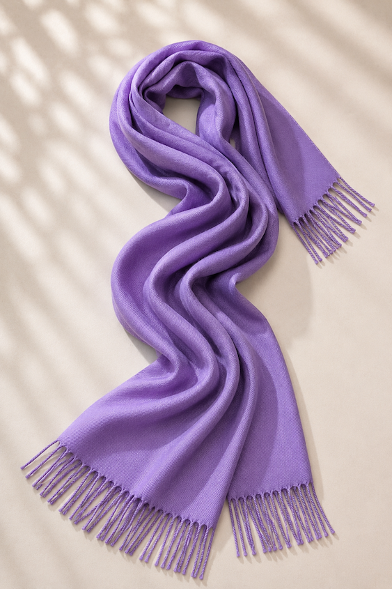 Produktfoto von Pashmina Schal in S-Form gelegt in der Farbe Helllila vom Hamburger Modelabel Stegmann Mode