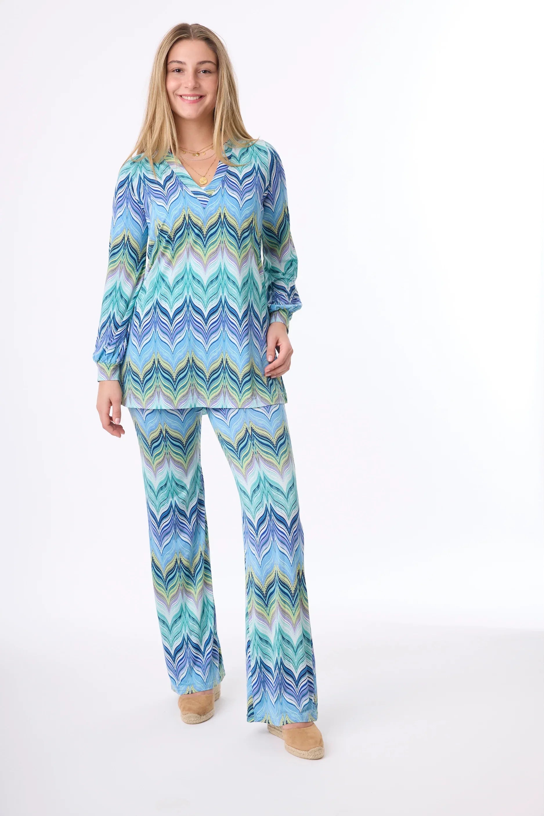 Tunika Pixie im Print Zick Zack Violet vom Hamburger Modelabel stegmann mode