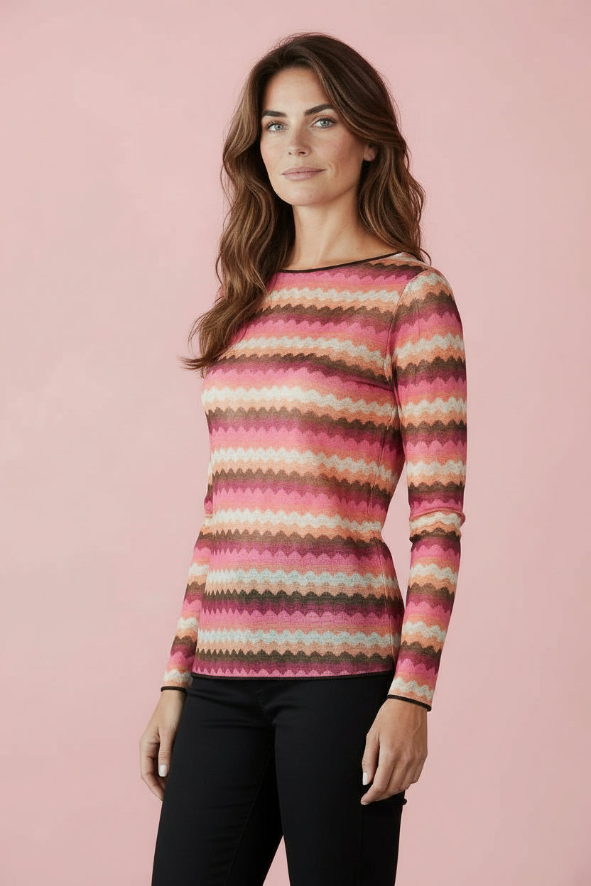 Produktfoto Shirt Mustermix Coralle mit Cashmereanteil vom Hamburger Modelabel stegmann mode