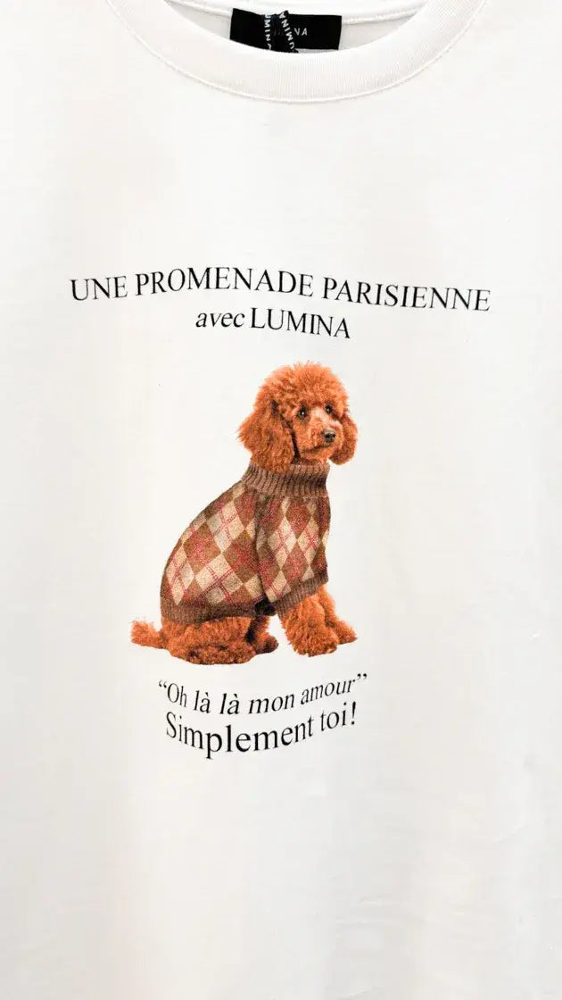 Produktfoto T-Shirt weiß mit Pudelmotiv vom Hamburger Modelabel stegmann mode