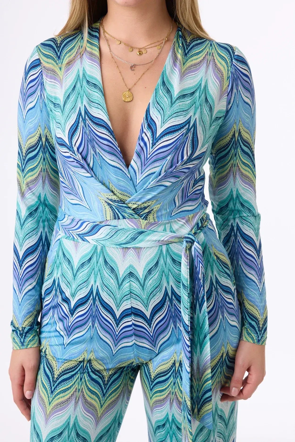 Jumpsuit Teria Combi im Print Zick Zack Violet vom Hamburger Modelabel stegmann mode
