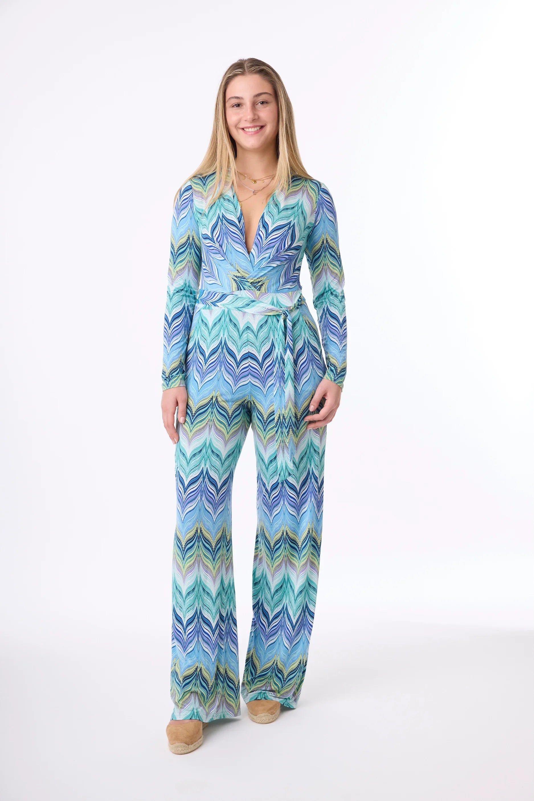 Jumpsuit Teria Combi im Print Zick Zack Violet vom Hamburger Modelabel stegmann mode