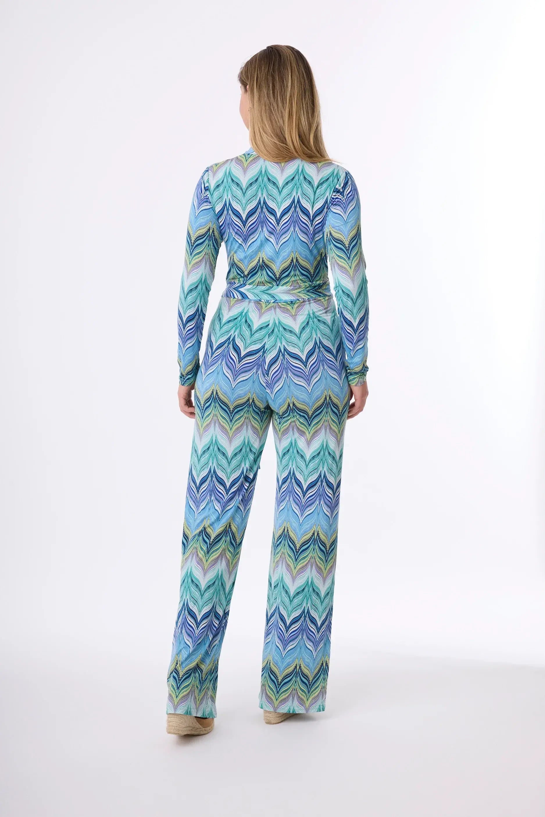 Jumpsuit Teria Combi im Print Zick Zack Violet vom Hamburger Modelabel stegmann mode