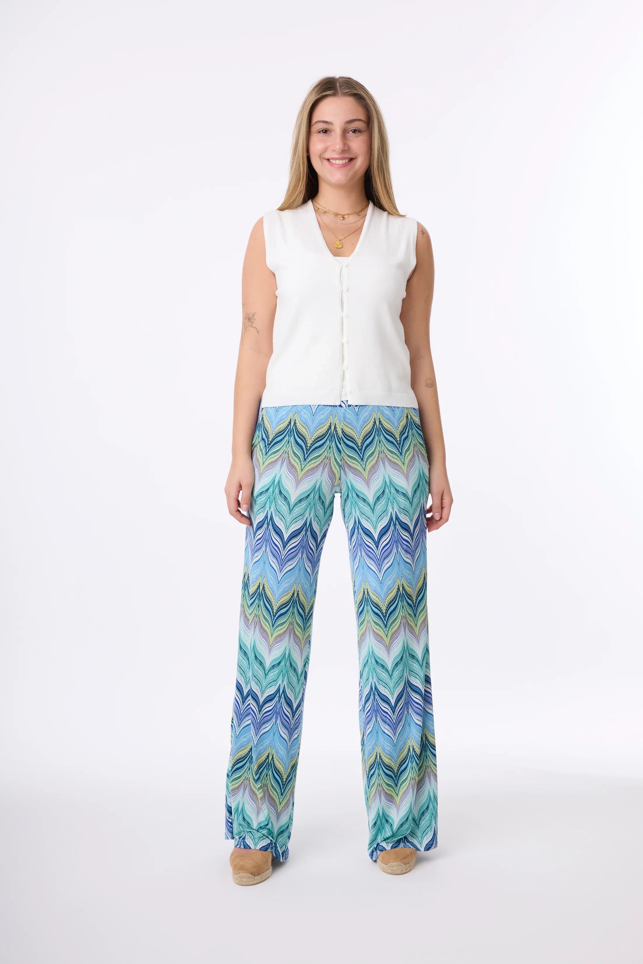 Marlene Hose im Print Zick Zack Violet vom Hamburger Modelabel stegmann mode