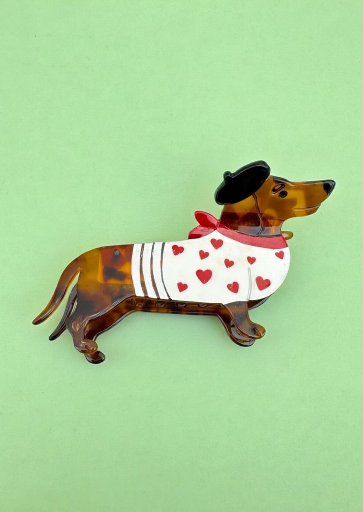 Haarklammer in Dackelform