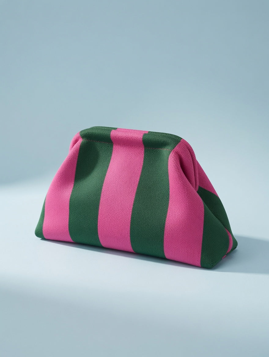 moderne Clutch mit Streifen pink/grün vom Hamburger Modelabel stegmann mode