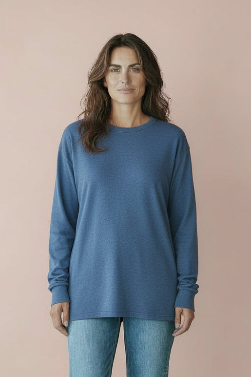 Produktfoto vom Pullover Juna in der Farbe Jeansblau vom Hamburger Modelabel stegmann mode