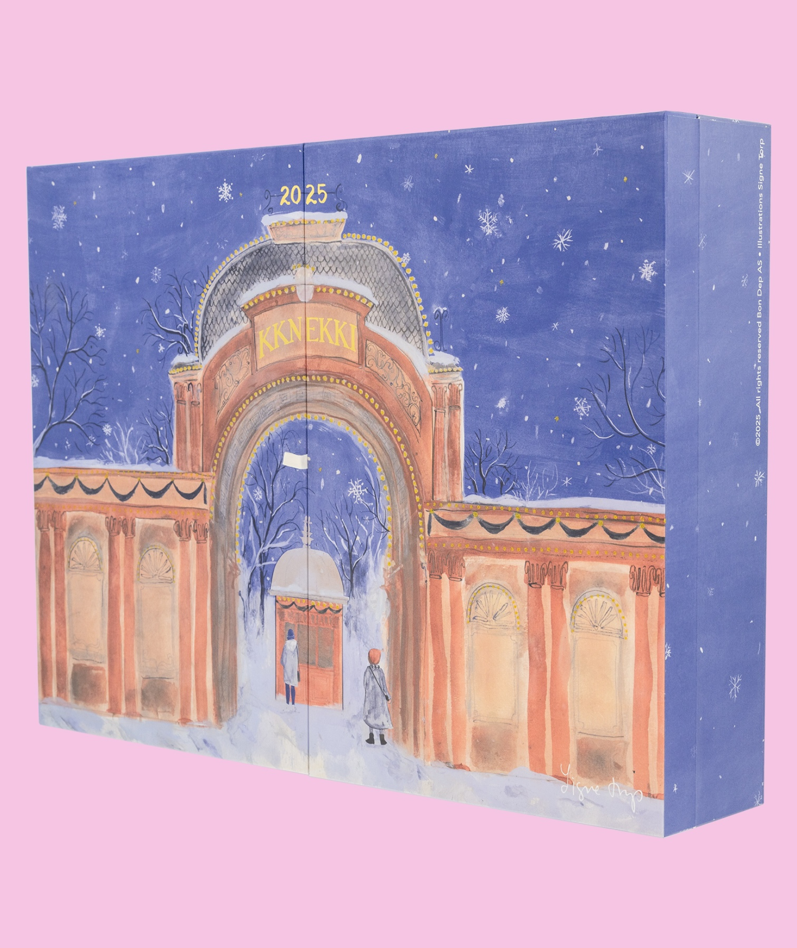 Original KKNEKKI Adventskalender 2025 rosa Hintergrund vom Hamburger Modelabel stegmann mode