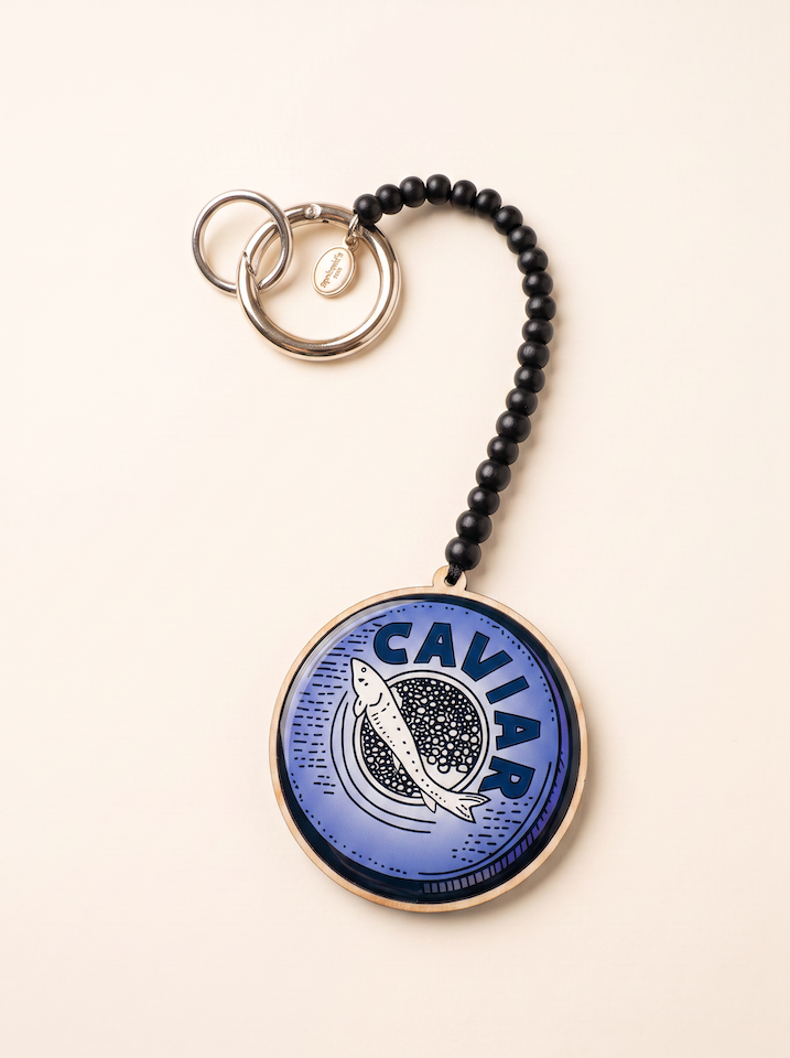 Taschen und Schlüsselanhänger mit Caviar Motiv vom Hamburger Modelabel stegmann mode 