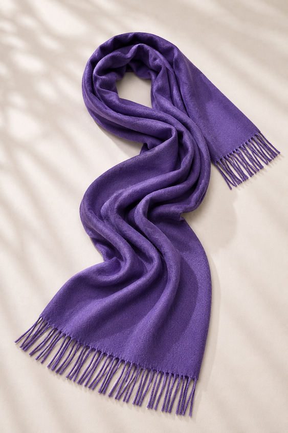 Produktfoto von Pashmina Schal in S-Form gelegt in der Farbe Lila vom Hamburger Modelabel Stegmann Mode