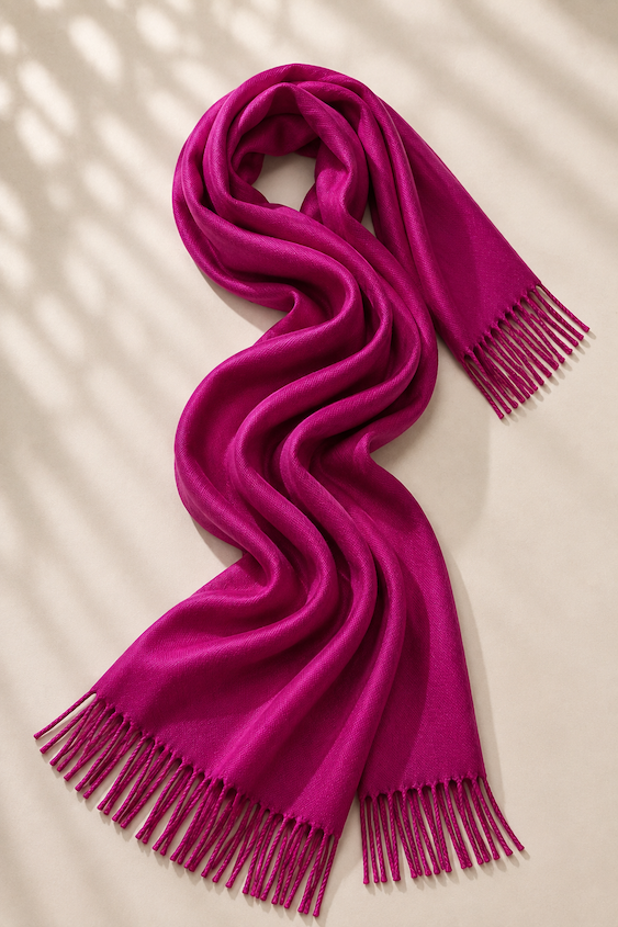 Produktfoto von Pashmina Schal in S-Form gelegt in der Farbe Magenta vom Hamburger Modelabel Stegmann Mode
