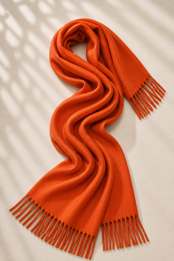 Produktfoto von Pashmina Schal in S-Form gelegt in der Farbe Orange vom Hamburger Modelabel Stegmann Mode