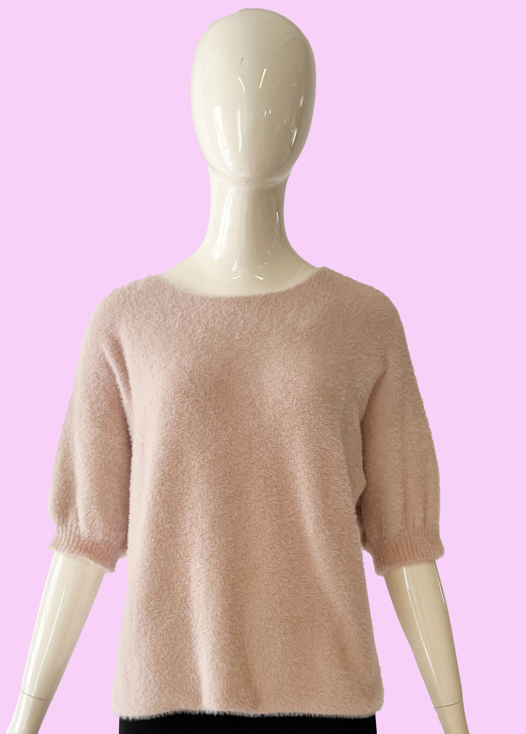 Produktfoto kuscheliger Pullover in Rouse Poudre mit Halbarm  vom Hamburger Modelabel stegmann mode