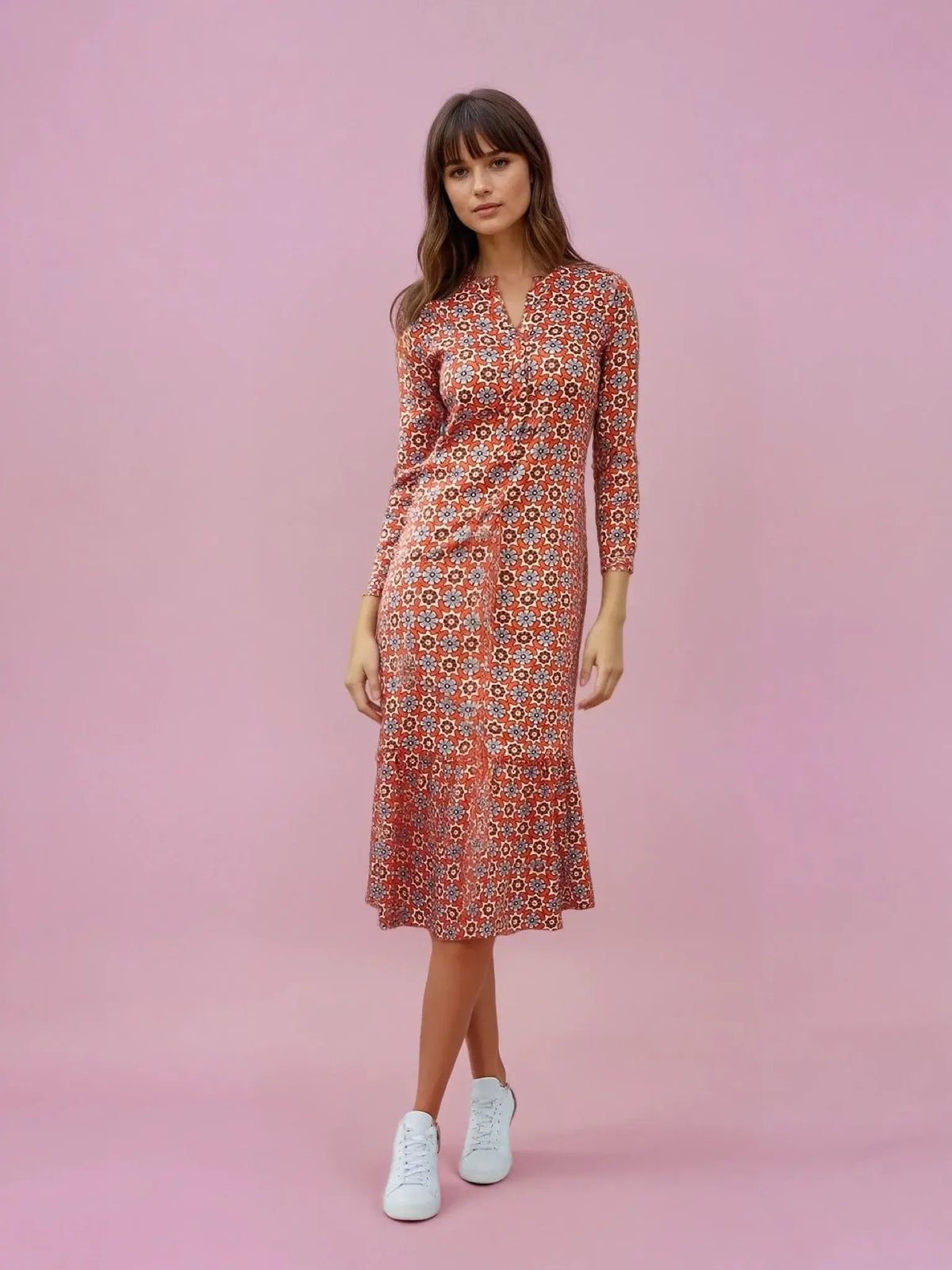 Langes Kleid mit Muster vom Hamburger Modelabel stegmann mode