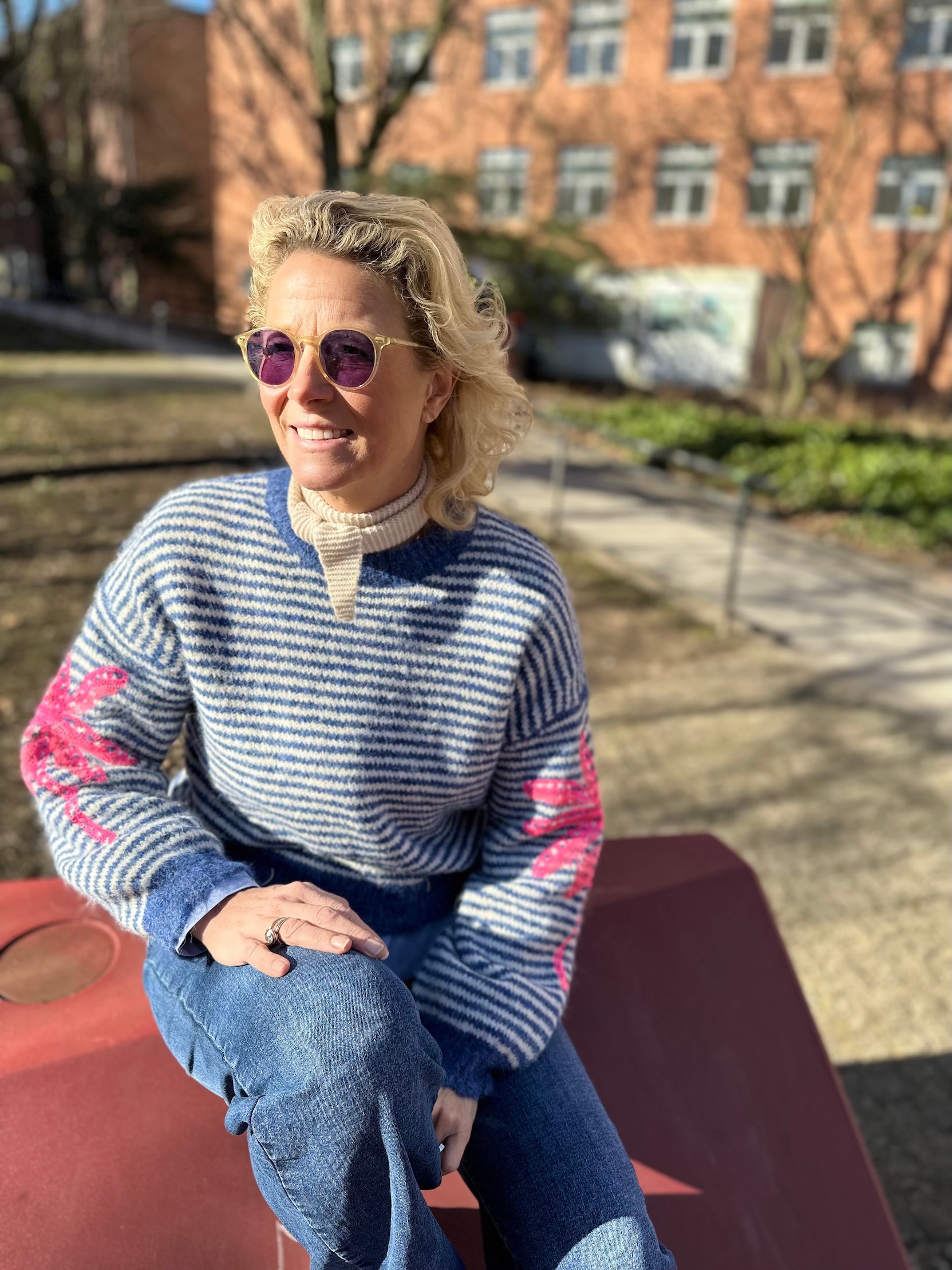Gestreifter Strickpullover vom Hamburger Modelabel stegmann mode