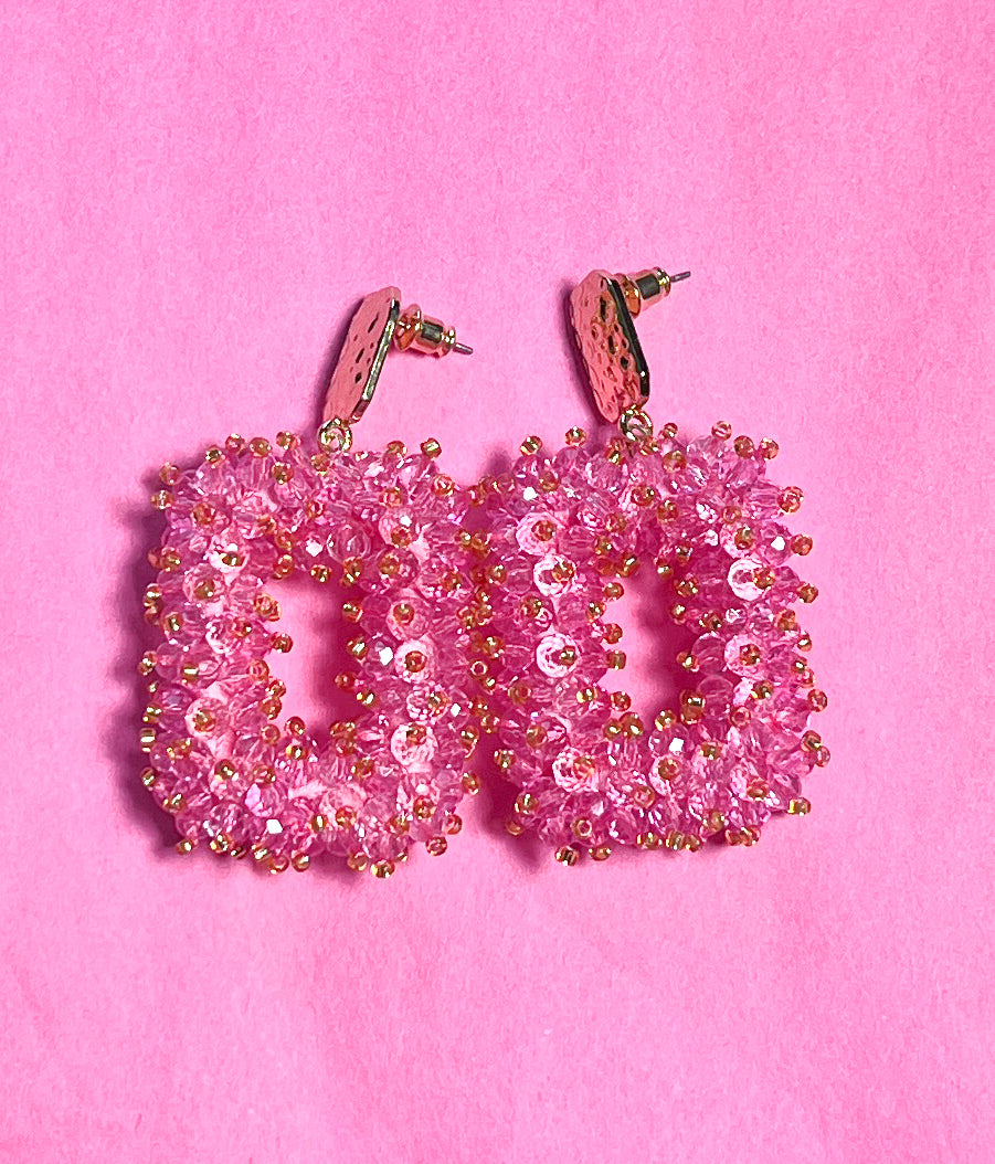 rechteckiger Ohrring pink vom Hamburger Modelabel stegmann mode