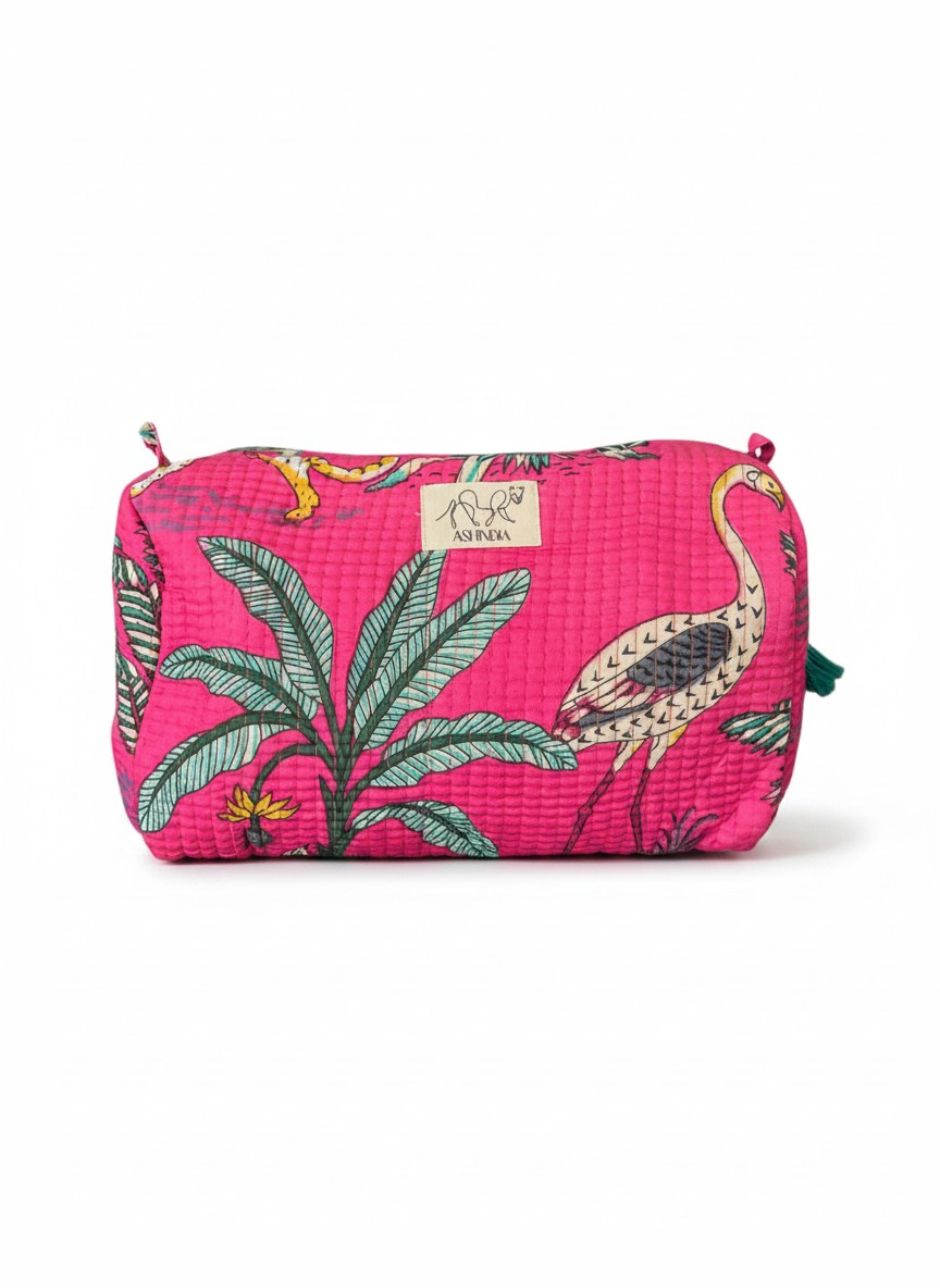 Produktfoto von Kosmetiktasche mit Muster Safari Pink in der Größe gross vom Hamburger Modelabel Stegmann Mode
