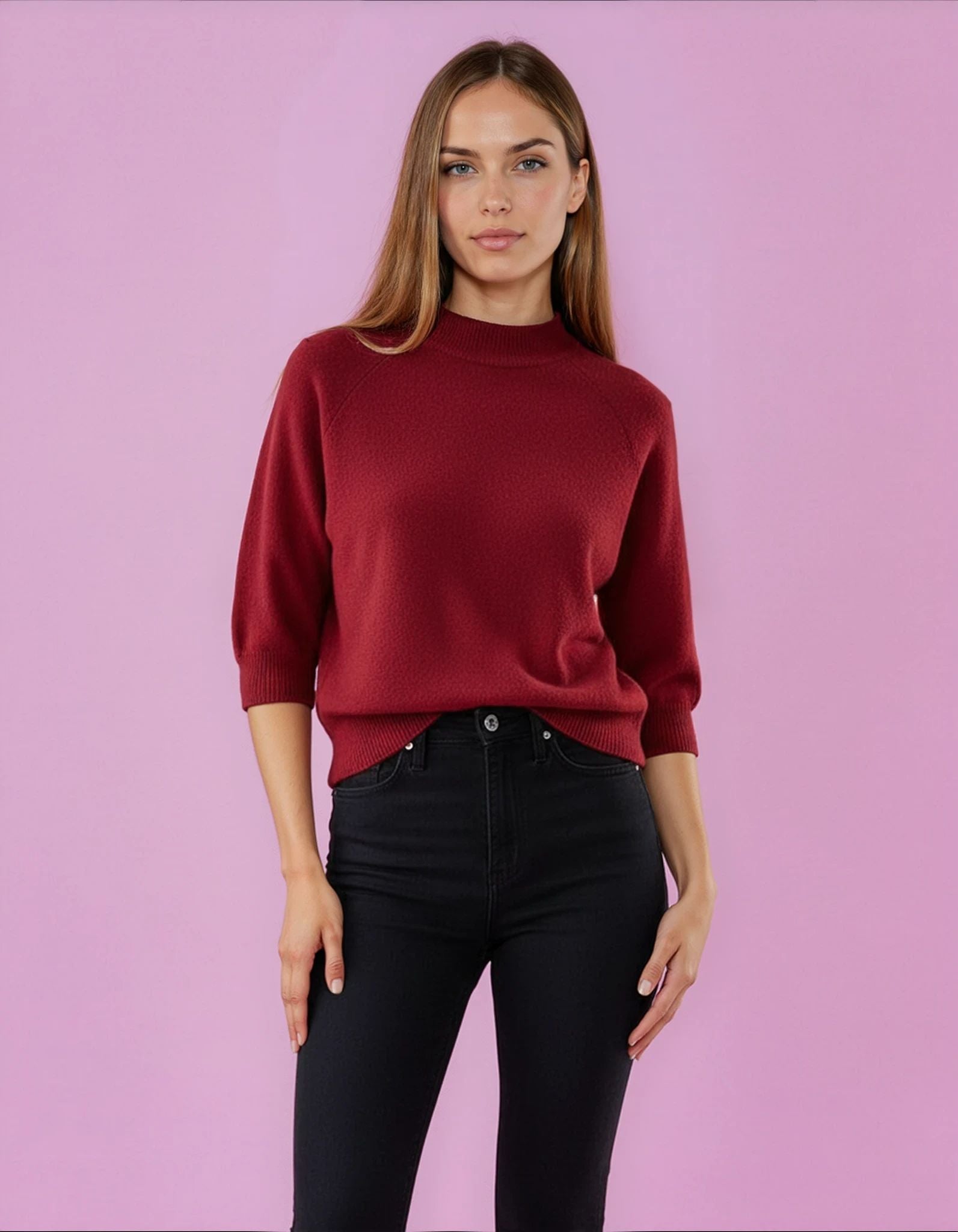 Produktfoto Pullover mit Stehkragen und Halbarm vom Hamburger Modelabel stegmann mode