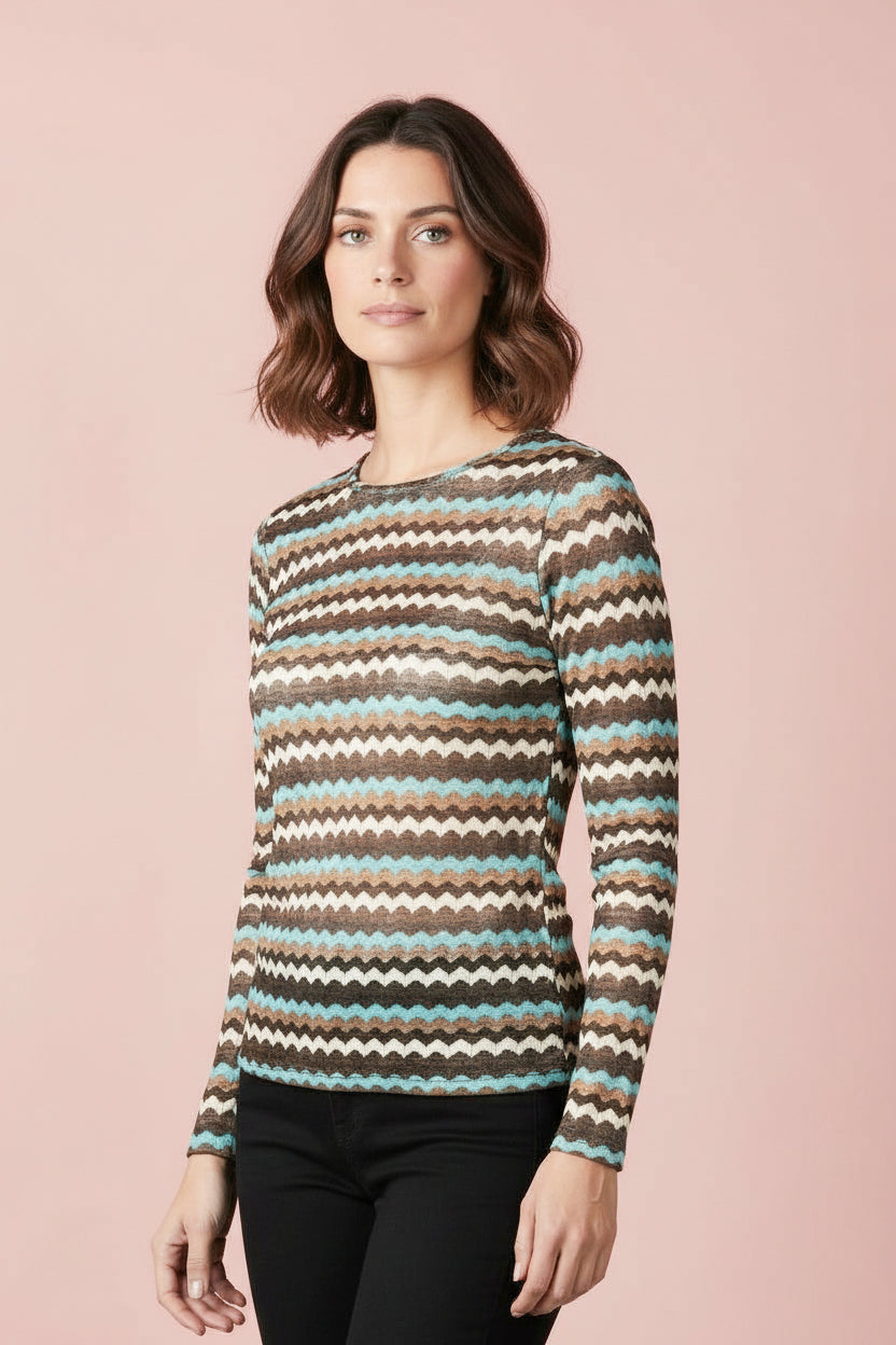 Produktfoto Shirt Mustermix Blau mit Cashmereanteil vom Hamburger Modelabel stegmann mode