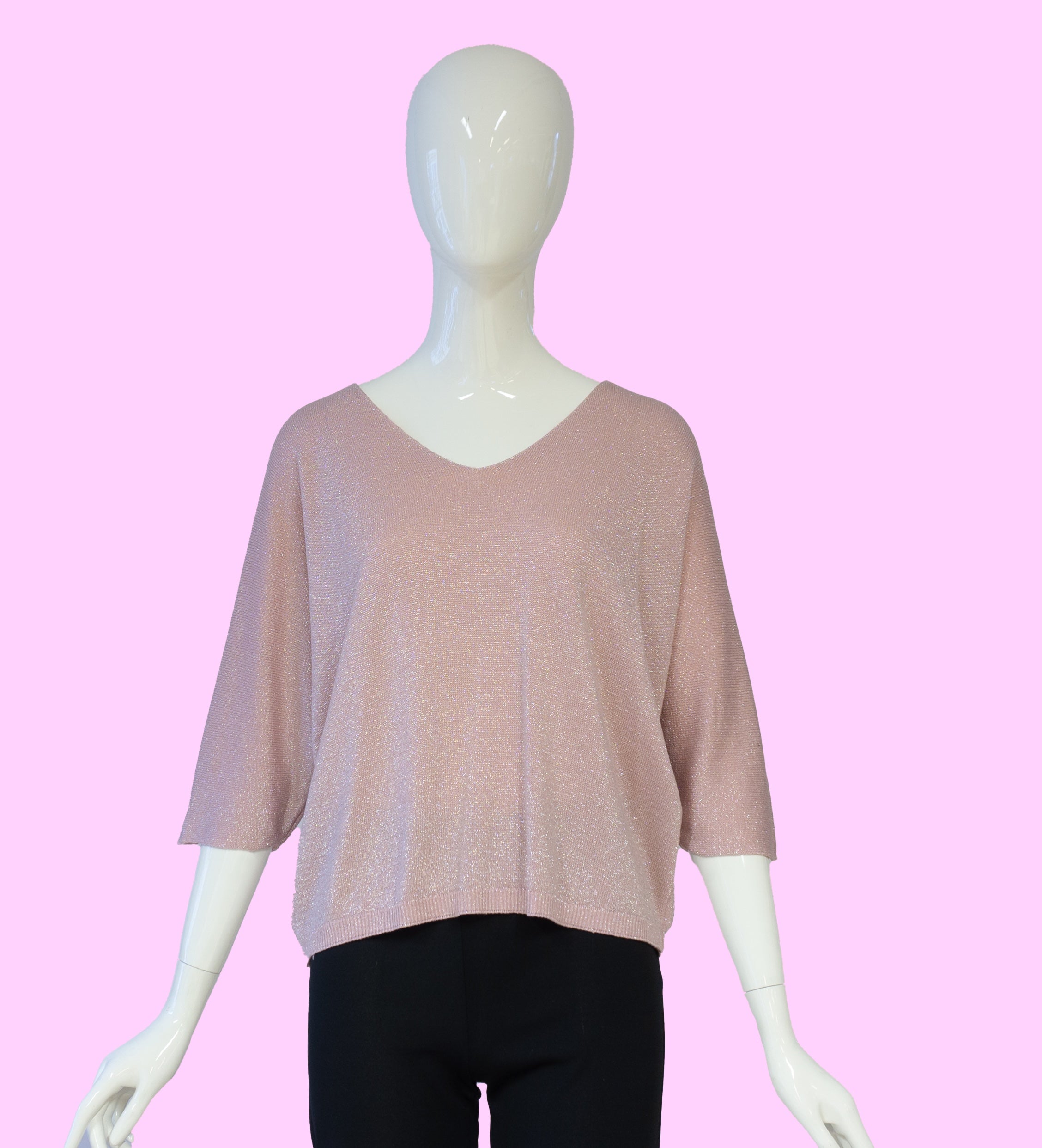 feingestrickter Pullover mit V-Ausschnitt und Glitzer vom Hamburger Modelabel stegmann mode