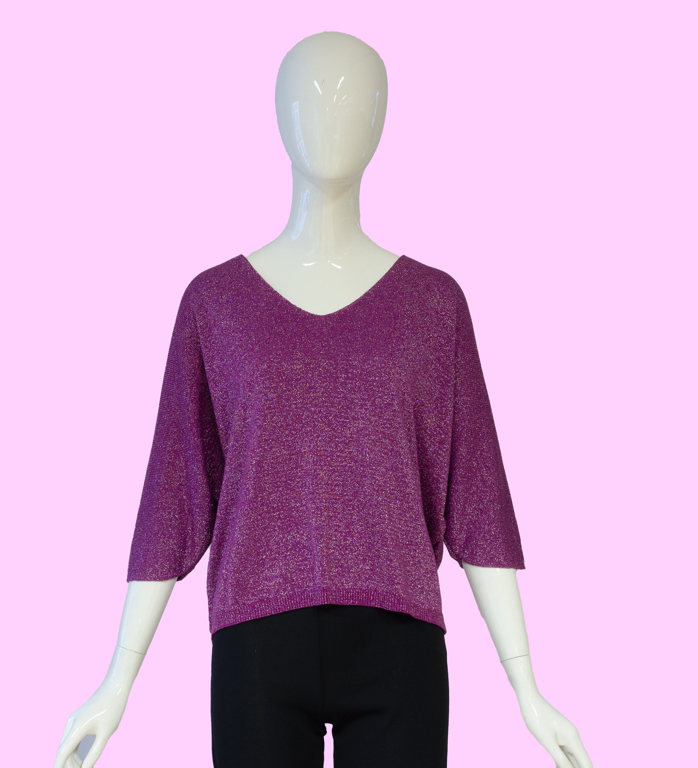 feingestrickter Pullover mit V-Ausschnitt und Glitzer vom Hamburger Modelabel stegmann mode