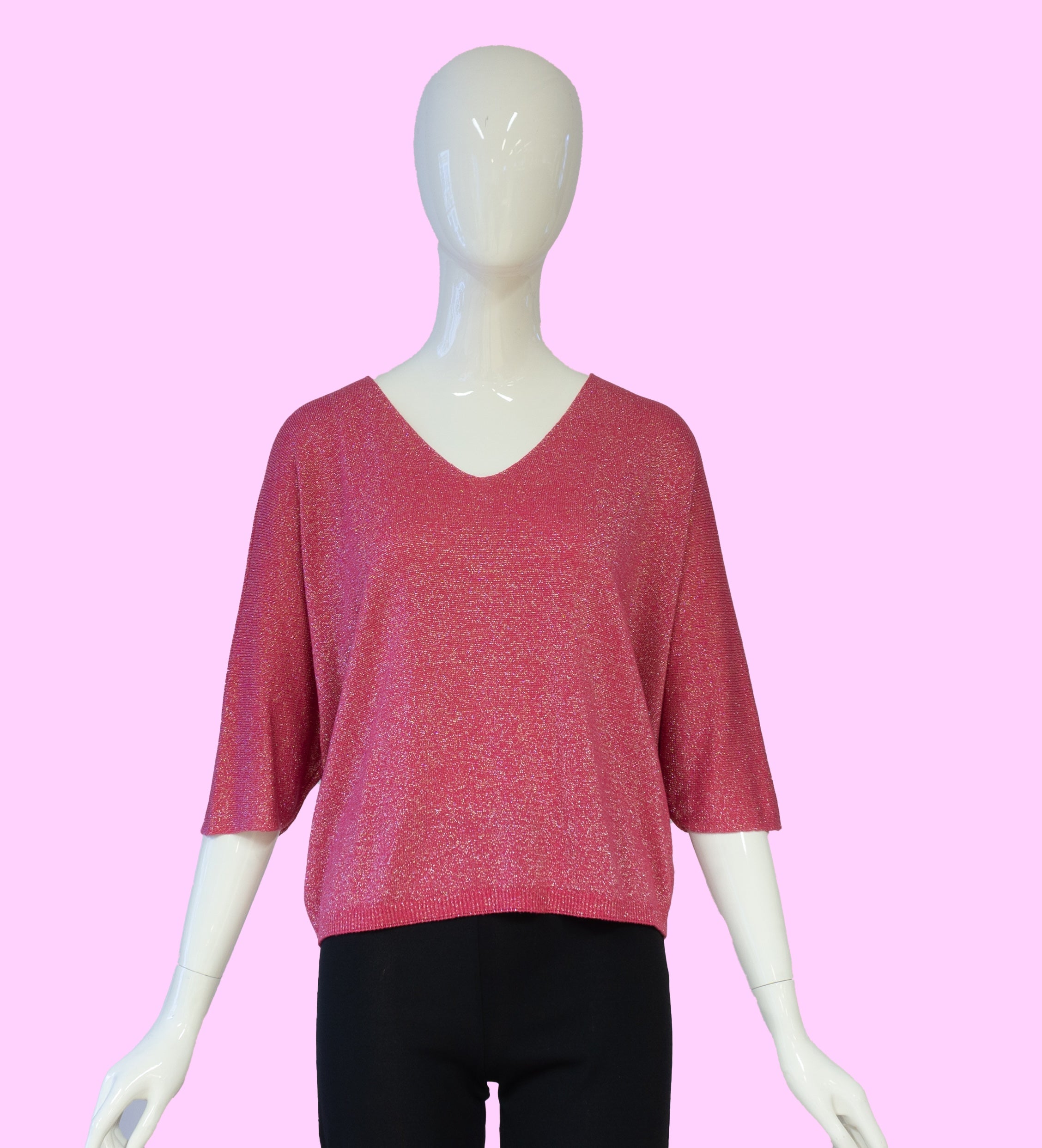 feingestrickter Pullover mit V-Ausschnitt und Glitzer vom Hamburger Modelabel stegmann mode