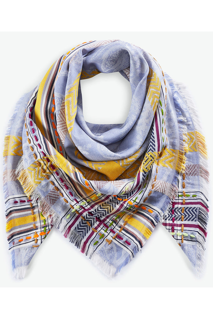 Jacquard-Tuch mit Handstickerei